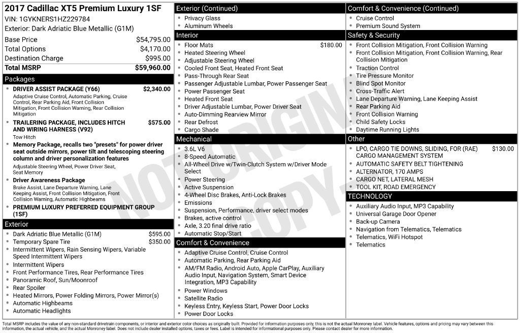 2017 Cadillac XT5 Premium Luxury AWD