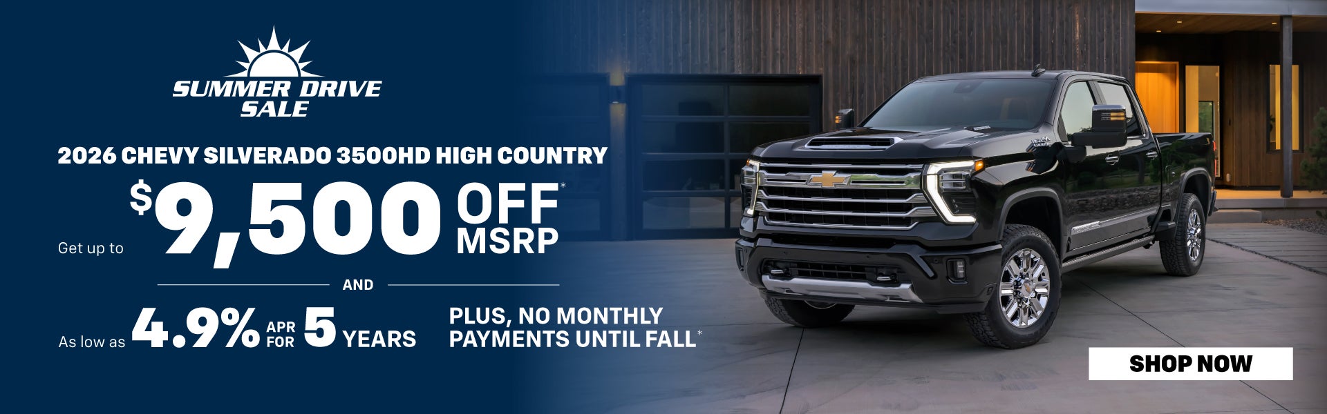 Get up to $9,500 Off MSRP plus 4.9% APR 2026 Silverado 3500